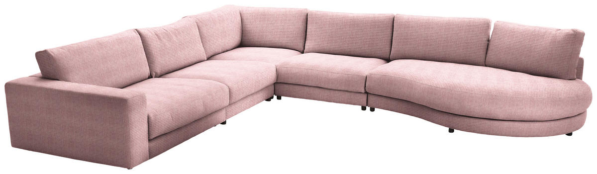 ECKSOFA in Chenille, Cord Rosa  - Schwarz/Rosa, Design, Kunststoff/Textil (365/425cm) - Lomoco