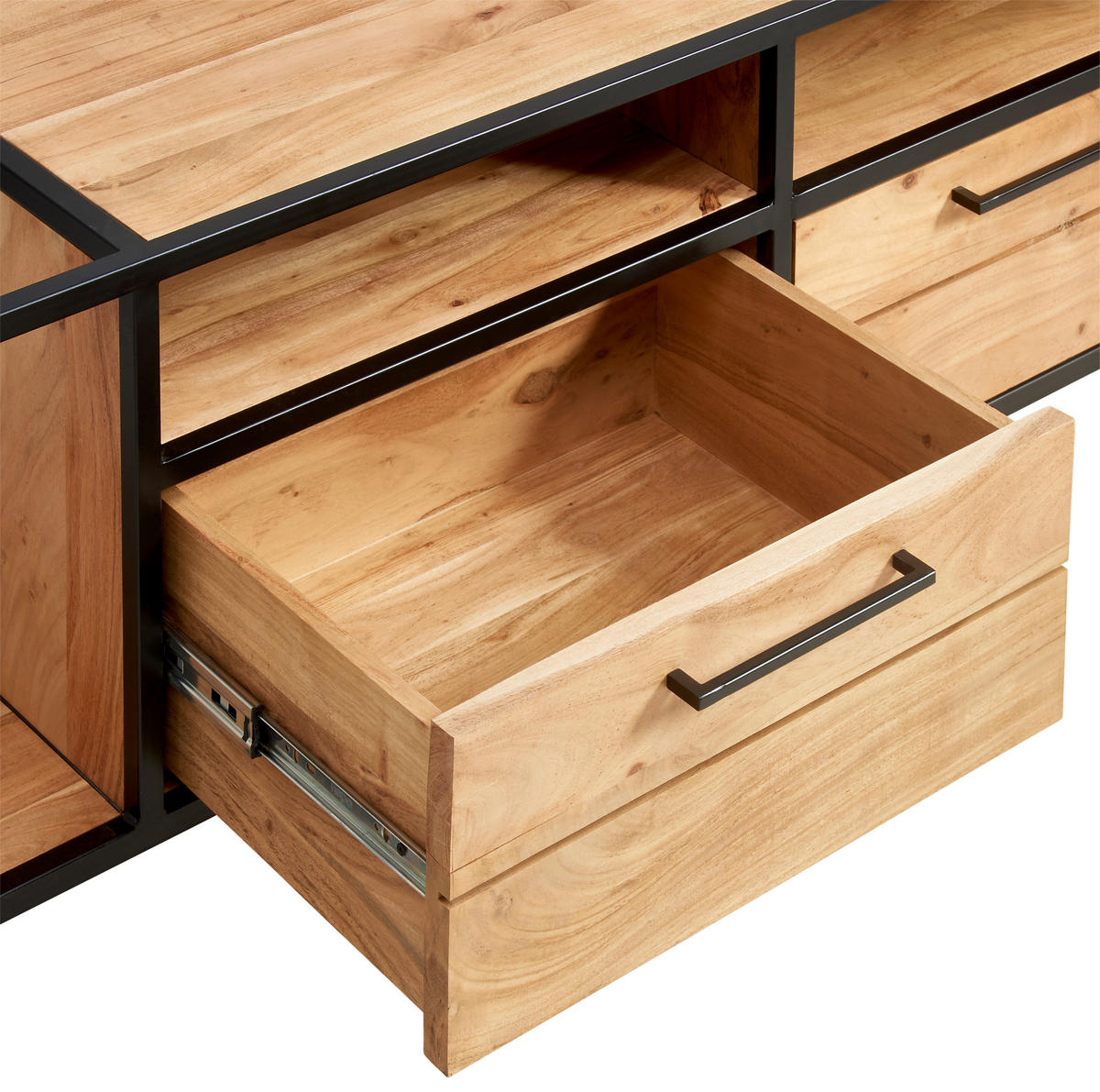 LOWBOARD Urban Garden 2.0  in 135/54/47 cm  - Schwarz/Honig, Design, Holz/Metall (135/54/47cm) - MID.YOU