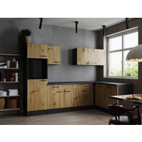 HÖRNKÖK 280/172 cm  i ek Artisan  - svart/grå, Design, metall/trämaterial (280/172cm) - Respekta