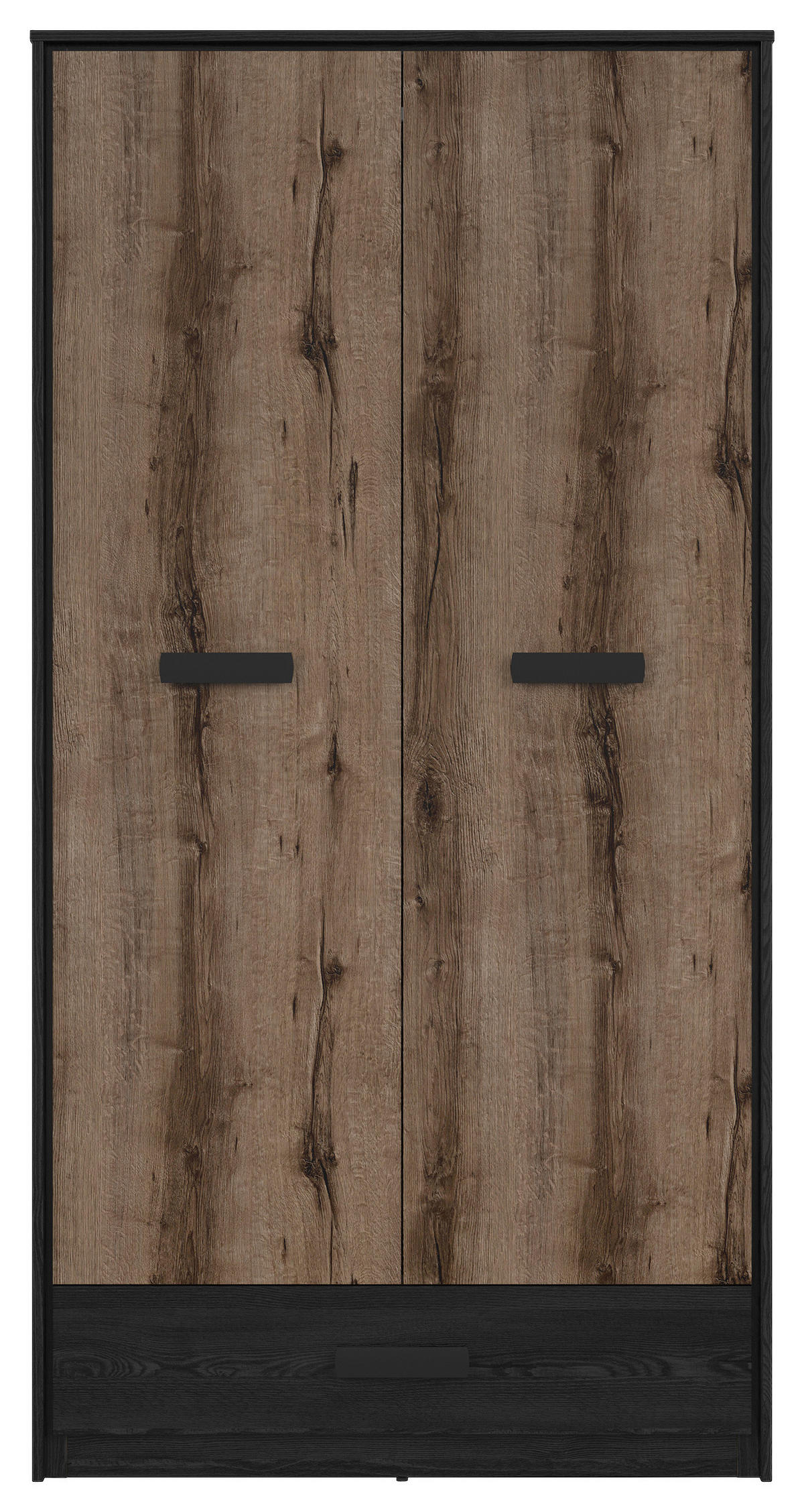KLEIDERSCHRANK 100/195/55 cm 2-türig Eichefarben  - Eichefarben/Schwarz, Design, Holzwerkstoff/Kunststoff (100/195/55cm)