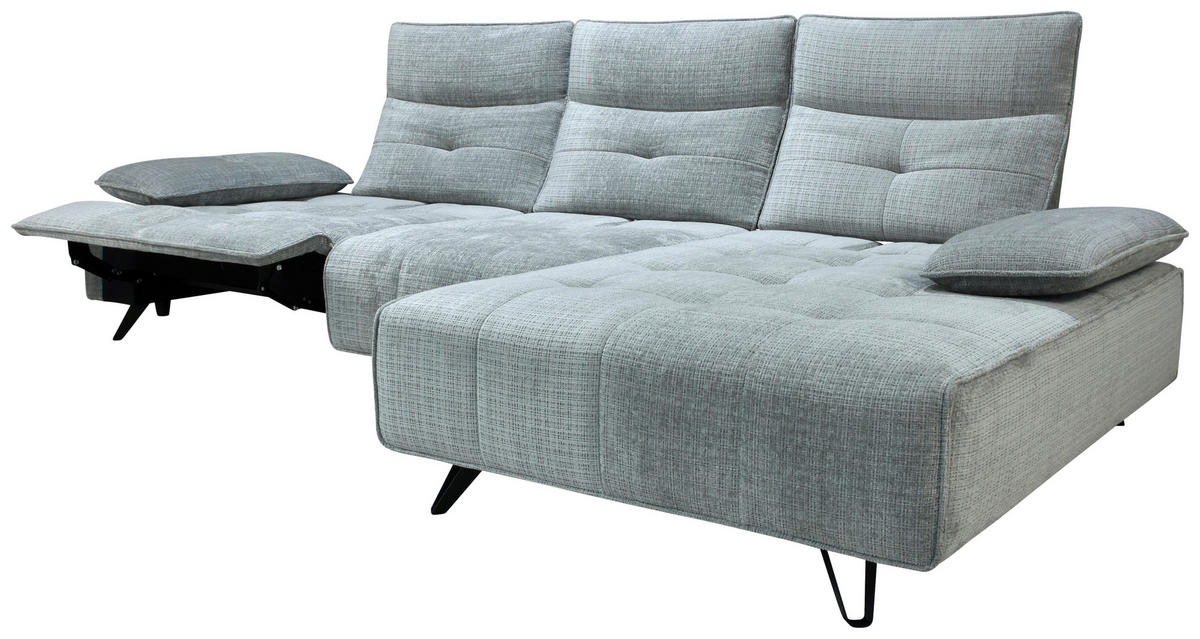 ECKSOFA Hellgrau Chenille  - Hellgrau/Schwarz, Design, Kunststoff/Textil (314/162cm) - Livetastic