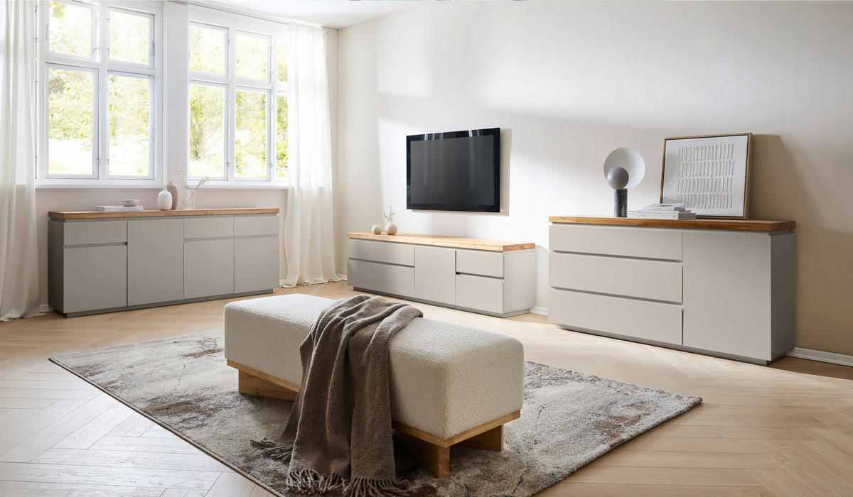 LOWBOARD  in 195/57,5/42 cm  - Kaschmir/Eichefarben, KONVENTIONELL, Holz/Holzwerkstoff (195/57,5/42cm) - Novel