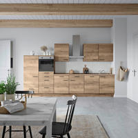 KÜCHENBLOCK 360 cm   in Eiche dunkel  - Eiche dunkel/Eichefarben, MODERN, Holzwerkstoff/Metall (360cm) - Nobilia