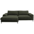 ECKSOFA  in Flachgewebe Dunkelgrün Rücken echt  177/253 cm  - Dunkelgrün/Schwarz, Design, Textil/Metall (177/253cm) - Dieter Knoll