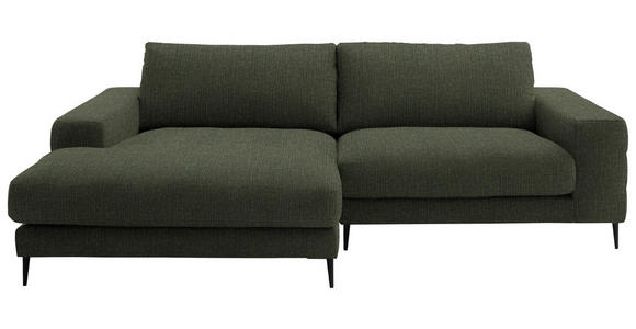 ECKSOFA  in Flachgewebe Dunkelgrün Rücken echt  177/253 cm  - Dunkelgrün/Schwarz, Design, Textil/Metall (177/253cm) - Dieter Knoll