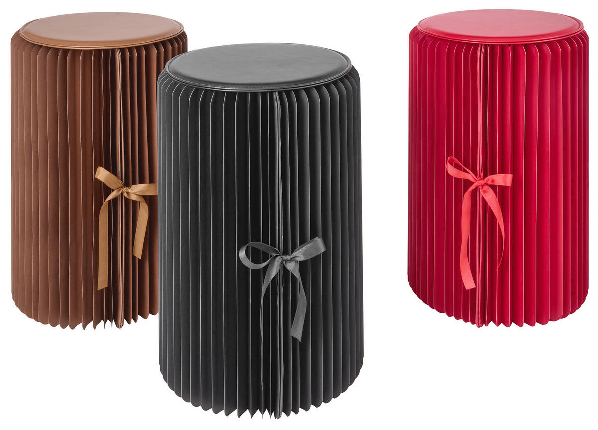 TABURET, plast, papír, kompozitní dřevo, 32/50 cm - červená, Design, kompozitní dřevo/plast (32/50cm) - Ambia Home