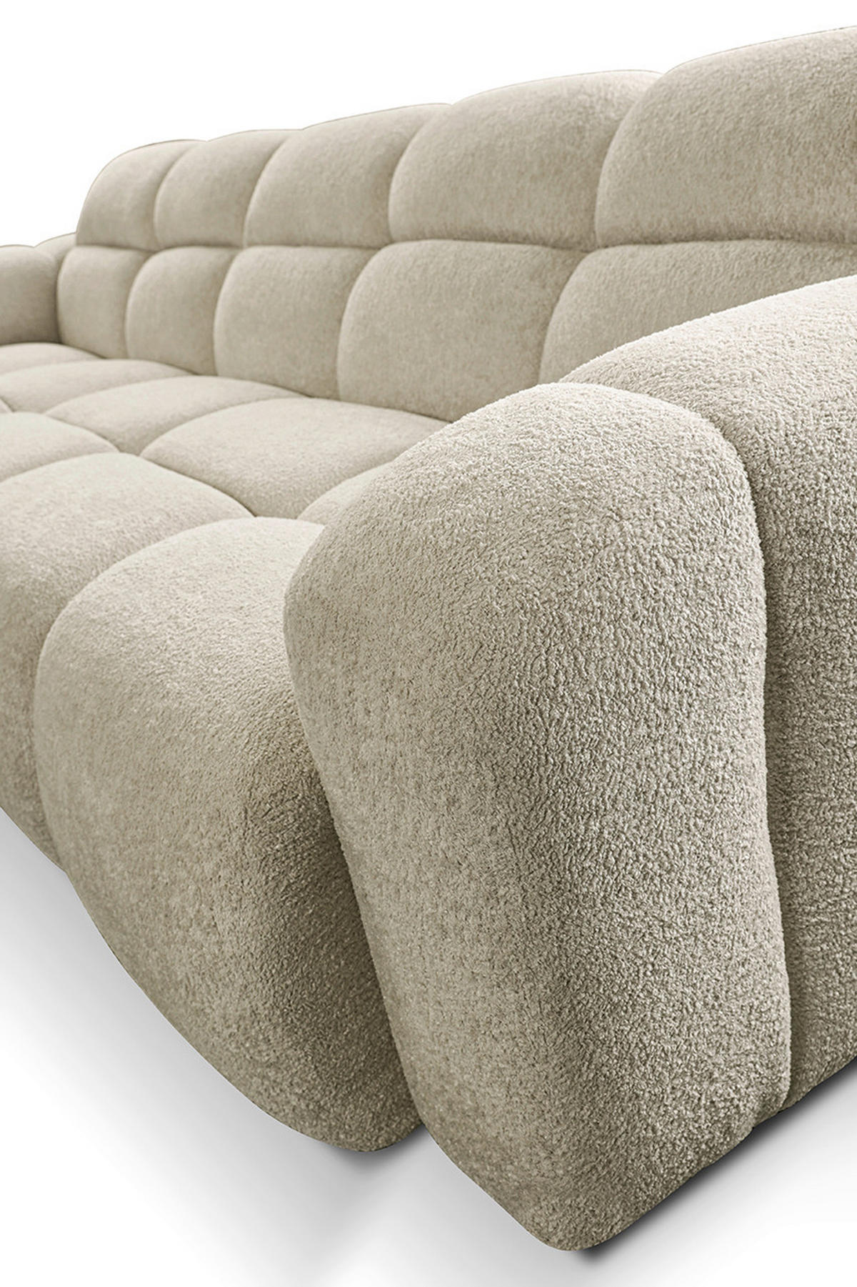 ECKSOFA VENTO in Bouclé Beige  175/255 cm  - Beige/Schwarz, Design, Kunststoff/Textil (175/255cm) - MID.YOU