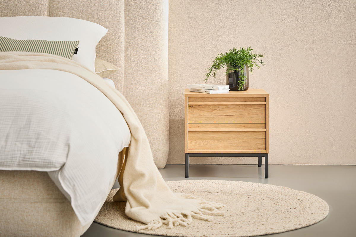 NACHTTISCH 50/51/40 cm  Eichefarben  - Eichefarben/Schwarz, Design, Holz/Holzwerkstoff (50/51/40cm) - Xora