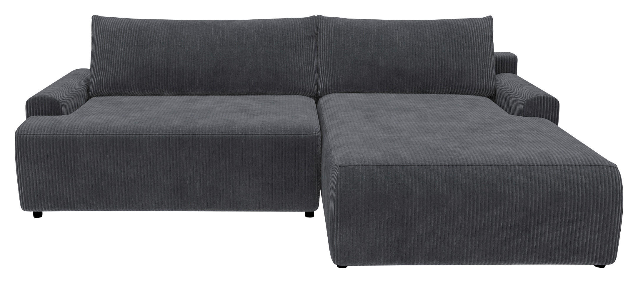 ECKSCHLAFSOFA Cord Anthrazit  - Anthrazit/Schwarz, MODERN, Kunststoff/Textil (253/167cm) - Trendmanufaktur