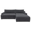 ECKSCHLAFSOFA in Cord Anthrazit  - Anthrazit/Schwarz, Modern, Kunststoff/Textil (253/167cm) - Trendmanufaktur
