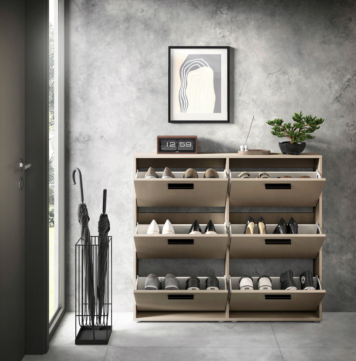 SCHUHKIPPER  in 116/103/17 cm  - Kaschmir/Schwarz, Design, Holzwerkstoff/Kunststoff (116/103/17cm) - Carryhome