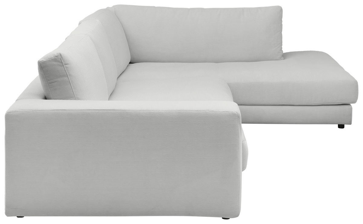 ECKSOFA in Feincord Hellgrau  - Hellgrau/Schwarz, Design, Kunststoff/Textil (325/224cm) - Hom`in