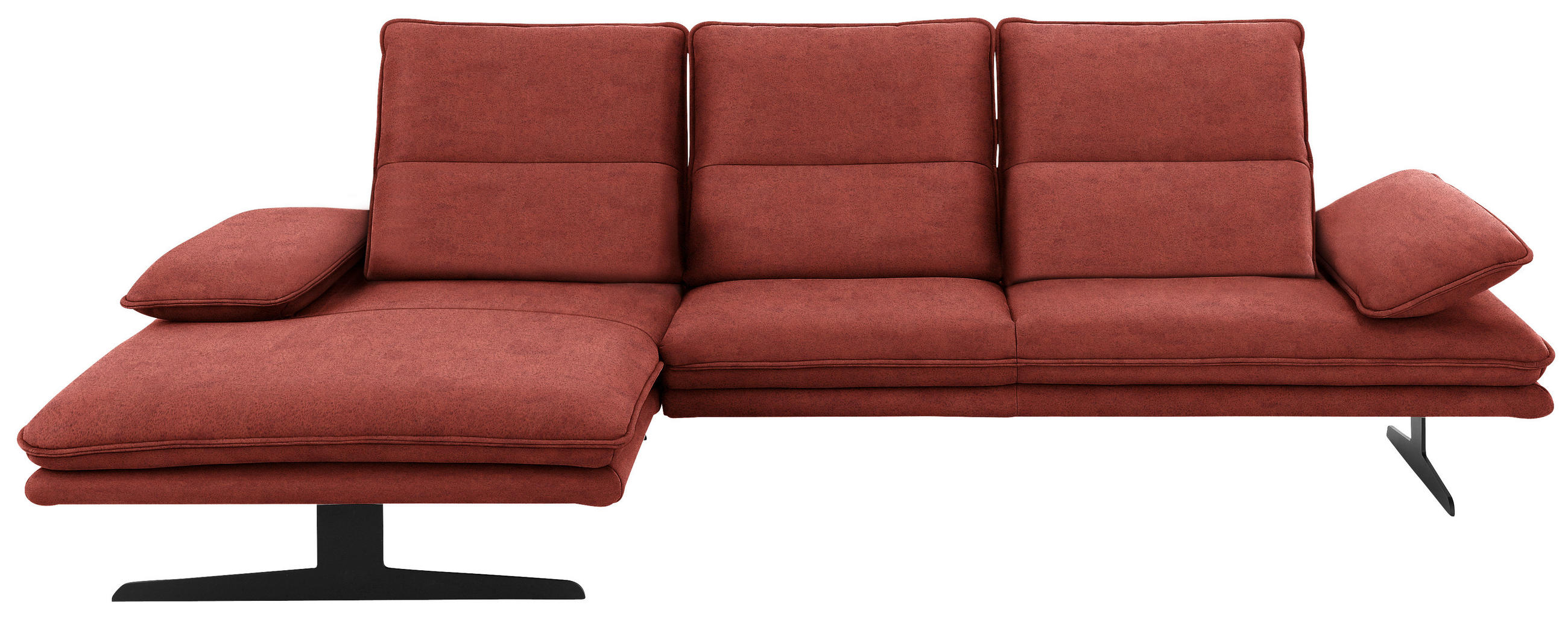 ECKSOFA Rot Flachgewebe - Rot/Schwarz, Design, Textil/Metall (164/291cm) - Chilliano