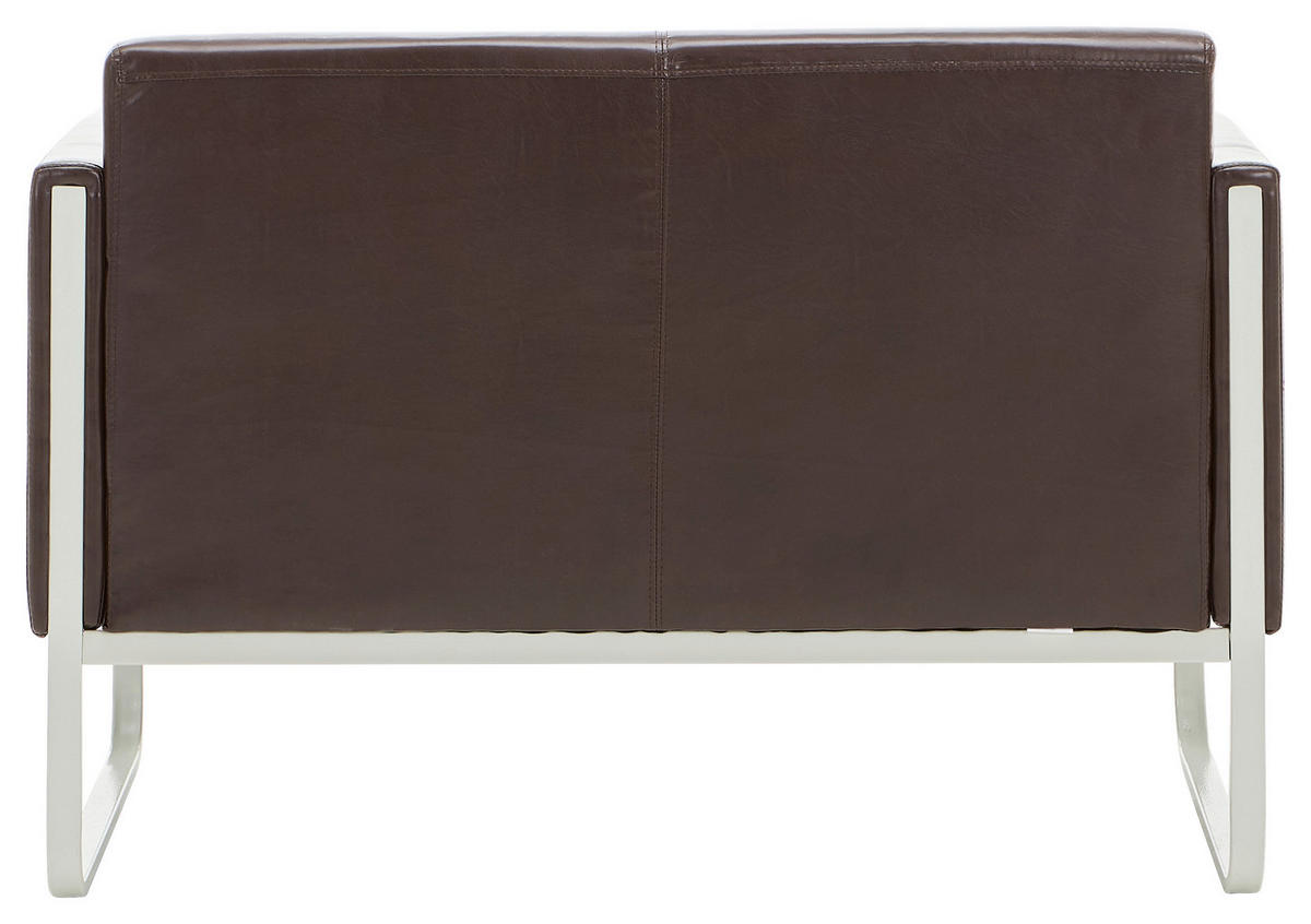 2-SITZER-SOFA Lederlook Dunkelbraun  - Dunkelbraun/Grau, MODERN, Textil/Metall (111/78/71cm) - MID.YOU