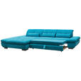 ECKSOFA Türkis Mikrofaser Kopfteilverstellung  - Türkis/Schwarz, Design, Textil/Metall (341/204cm) - Xora