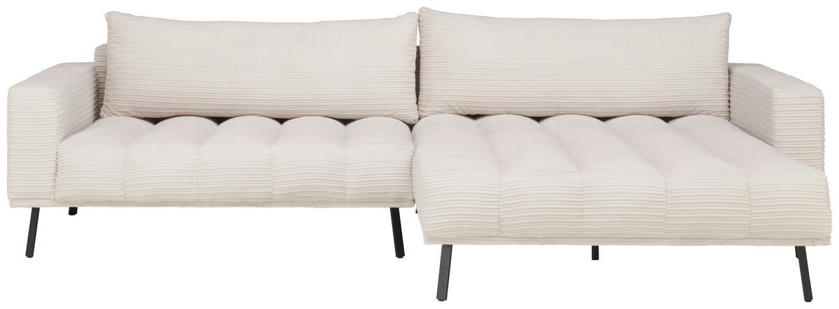 ECKSOFA Beige Cord  - Beige/Schwarz, Design, Textil/Metall (291/204cm) - Lomoco