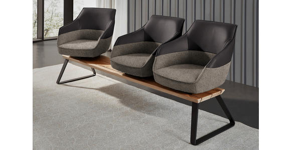 SITZBANK 210/87/67 cm in Dunkelgrau, Dunkelbraun, Beige - Dunkelgrau/Dunkelbraun, Design, Leder/Holz (210/87/67cm) - Ambiente