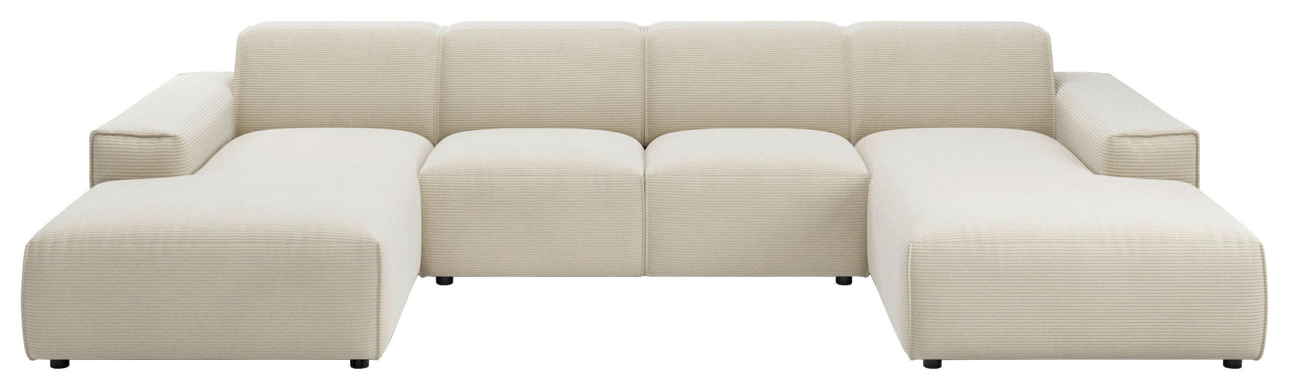 WOHNLANDSCHAFT Naturfarben Cord  - Schwarz/Naturfarben, MODERN, Kunststoff/Textil (189/340/189cm) - Pure Home Lifestyle