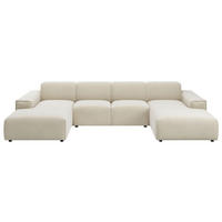 WOHNLANDSCHAFT Naturfarben Cord  - Schwarz/Naturfarben, MODERN, Kunststoff/Textil (189/340/189cm) - Pure Home Lifestyle