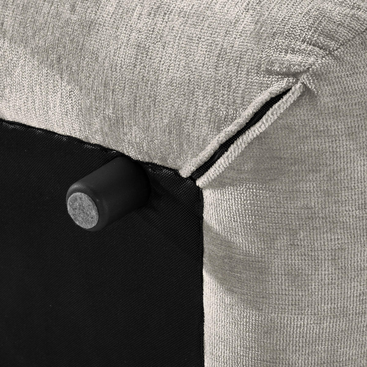 HOCKER in Textil Silberfarben  - Silberfarben/Schwarz, Modern, Kunststoff/Textil (102/46/65cm) - Trendmanufaktur