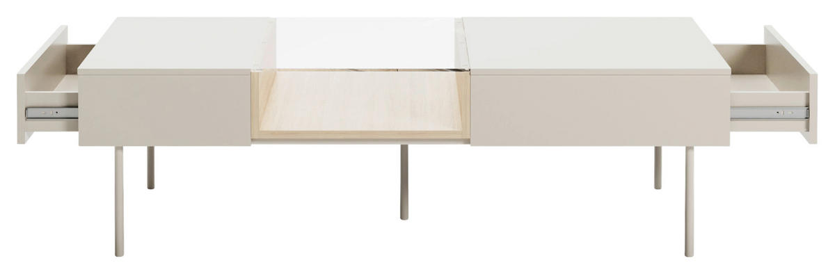 COUCHTISCH 132/61/39 cm  in Glas, Holzwerkstoff  - Kaschmir/Eichefarben, MODERN, Glas/Holzwerkstoff (132/61/39cm) - Carryhome
