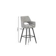 BARHOCKER Cord Schwarz, Hellgrau Eisen Stoffauswahl, inklusive Armlehnen  - Hellgrau/Schwarz, Design, Textil/Metall (56/110/58cm) - Hom`in