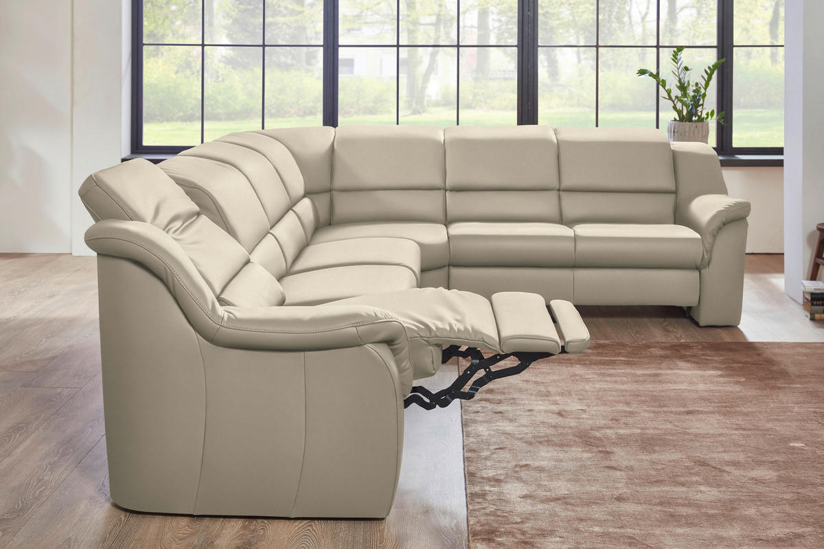 ECKSOFA  in Echtleder Seidengrau  324/260 cm  - Chromfarben/Seidengrau, KONVENTIONELL, Leder/Kunststoff (324/260cm) - Cantus