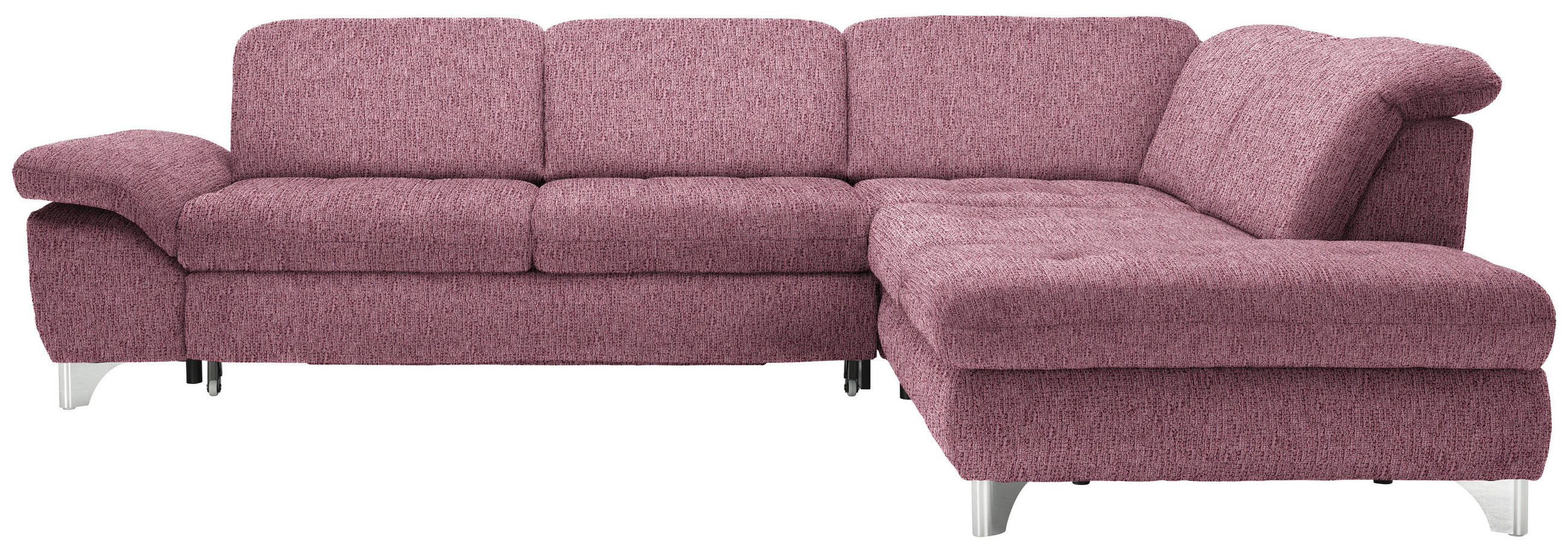 ECKSOFA in Webstoff Rot  - Chromfarben/Rot, Design, Textil/Metall (319/260cm) - Beldomo Style