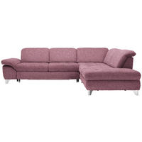 ECKSOFA in Webstoff Rot  - Chromfarben/Rot, Design, Textil/Metall (319/260cm) - Beldomo Style