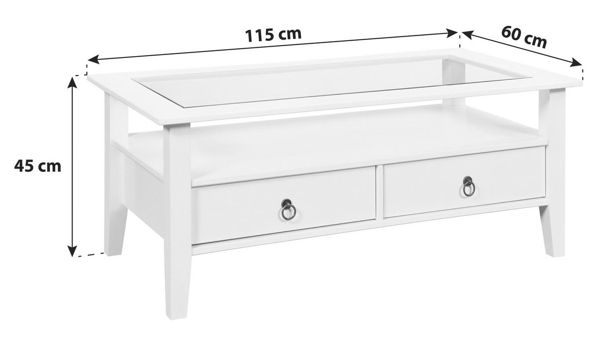 COUCHTISCH in Holz 115/60/45 cm  - Schwarz/Weiß, MODERN, Glas/Holz (115/60/45cm) - Livetastic