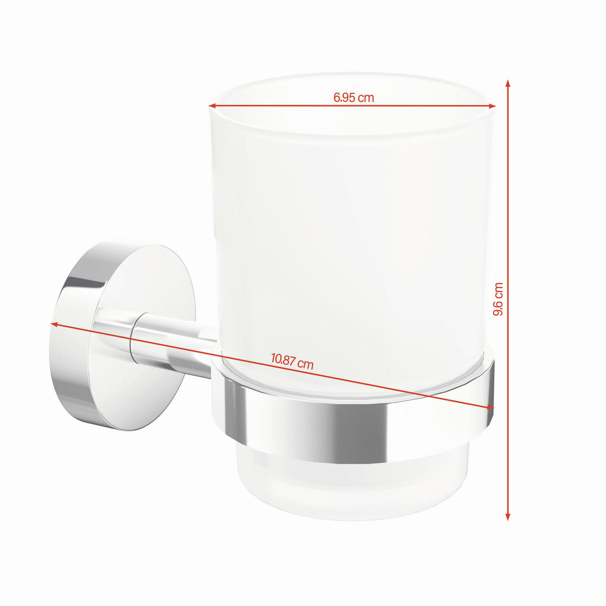 ZAHNPUTZBECHERHALTER SMOOZ  - Chromfarben/Weiß, Basics, Glas/Metall (7/9,6/10,8cm) - Tesa