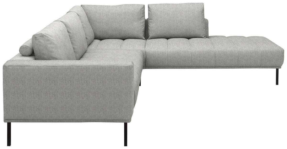 ECKSOFA  in Flachgewebe Silberfarben  308/270 cm  - Silberfarben/Schwarz, Design, Textil/Metall (308/270cm) - Pure Home Lifestyle