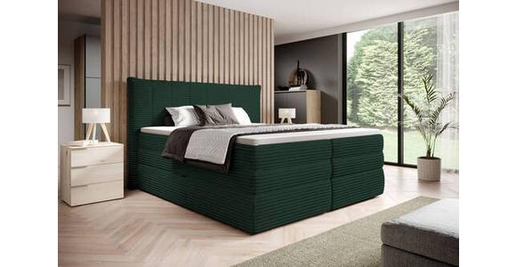 BOXSPRINGBETT 180/200 cm in Dunkelgrün - Dunkelgrün/Schwarz, Design, Kunststoff/Textil (180/200cm) - Esposa