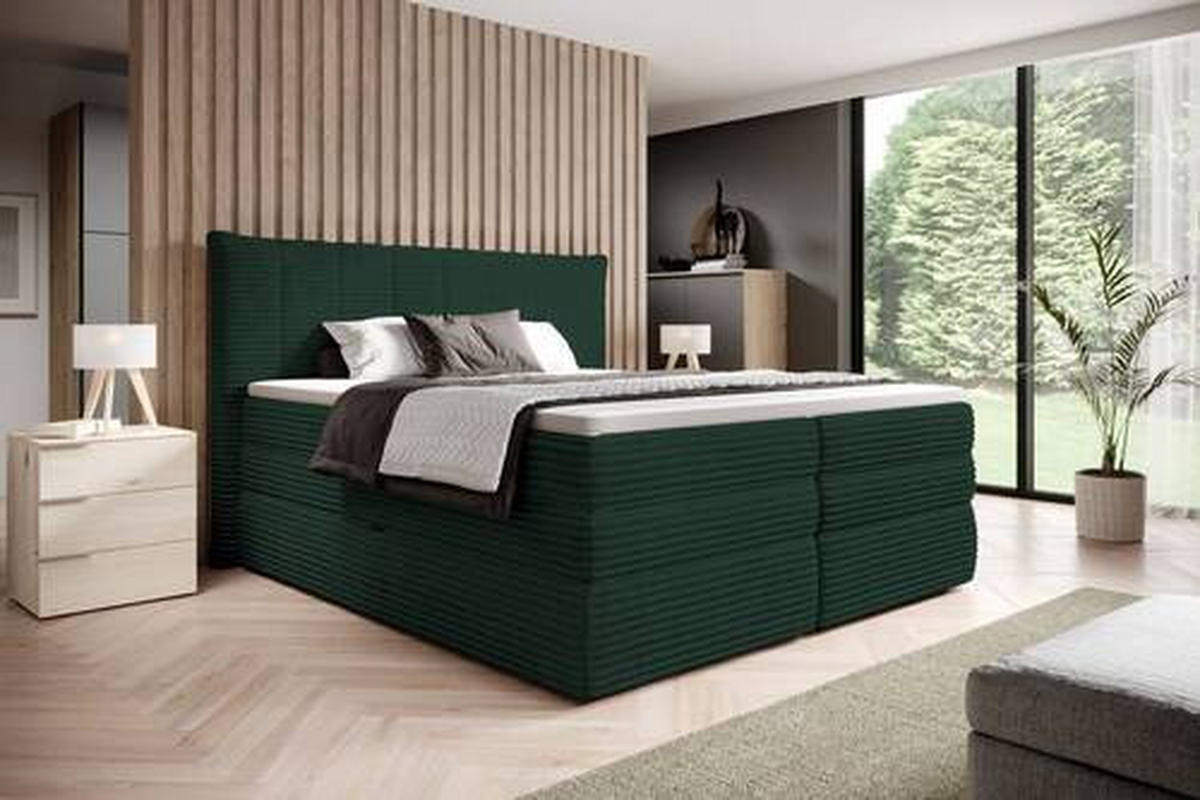 BOXSPRINGBETT 160/200 cm  in Dunkelgrün  - Dunkelgrün/Schwarz, Design, Kunststoff/Textil (160/200cm) - Esposa