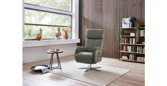 RELAXSESSEL in Leder Grau - Edelstahlfarben/Grau, Design, Leder/Metall (70/124/85cm) - Cantus