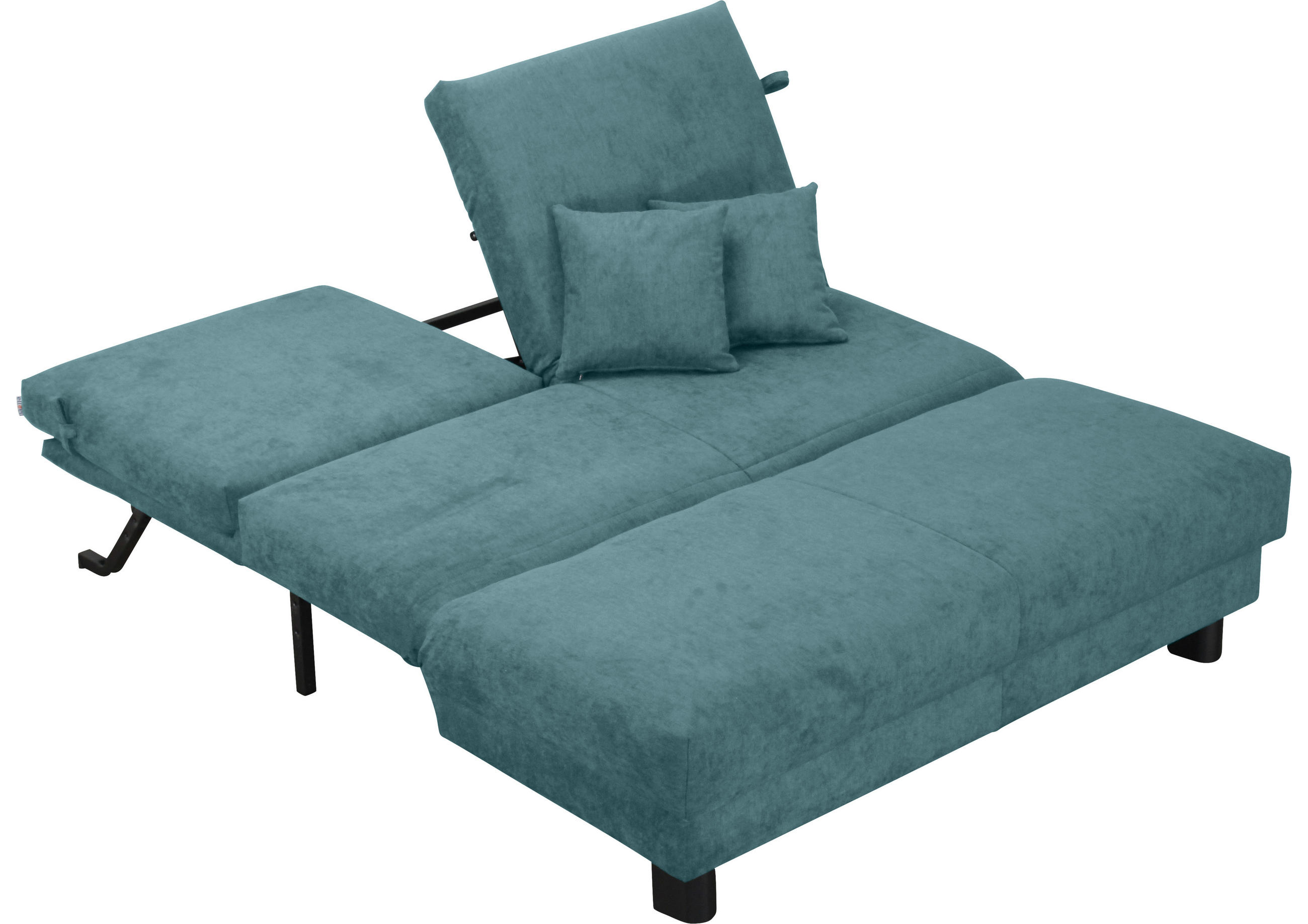 SCHLAFSOFA Chenille Petrol  - Petrol/Schwarz, Design, Textil/Metall (160/85/100cm) - Carryhome