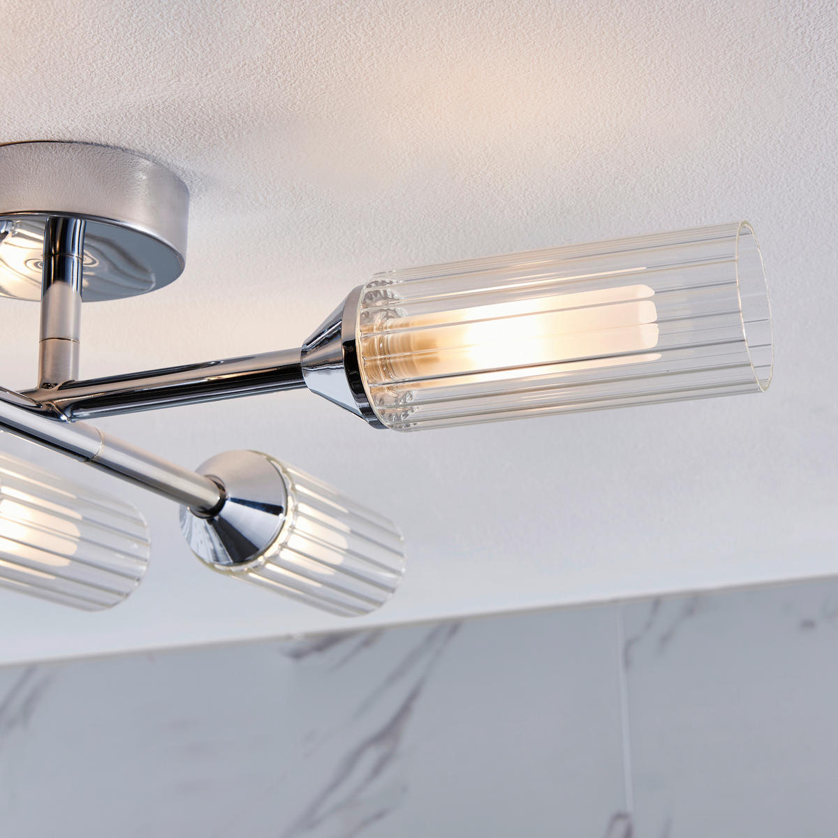 BADEZIMMER-DECKENLEUCHTE  67/12 cm    - Klar/Schwarz, KONVENTIONELL, Glas (67/12cm) - ENDON