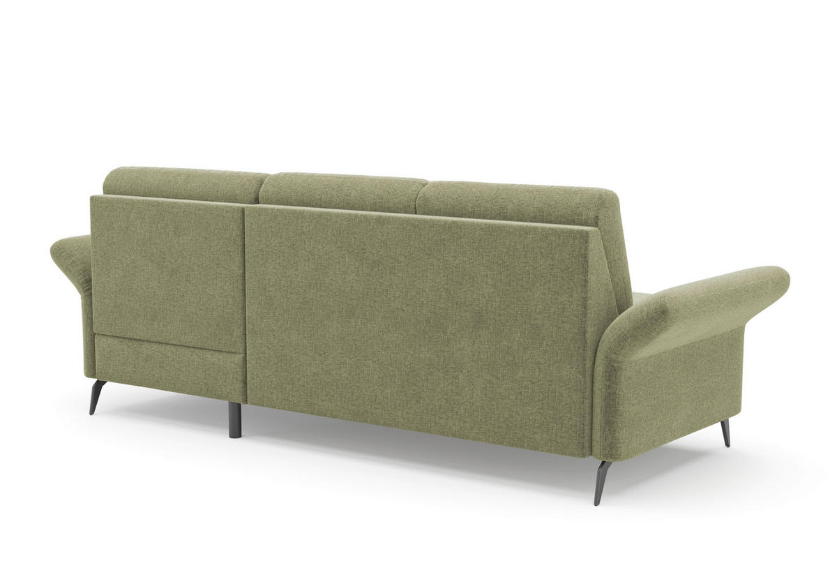 ECKSOFA ROCHELLE E Hellgrün Flachgewebe  - Schwarz/Hellgrün, KONVENTIONELL, Textil/Metall (251/164cm) - Sit & More