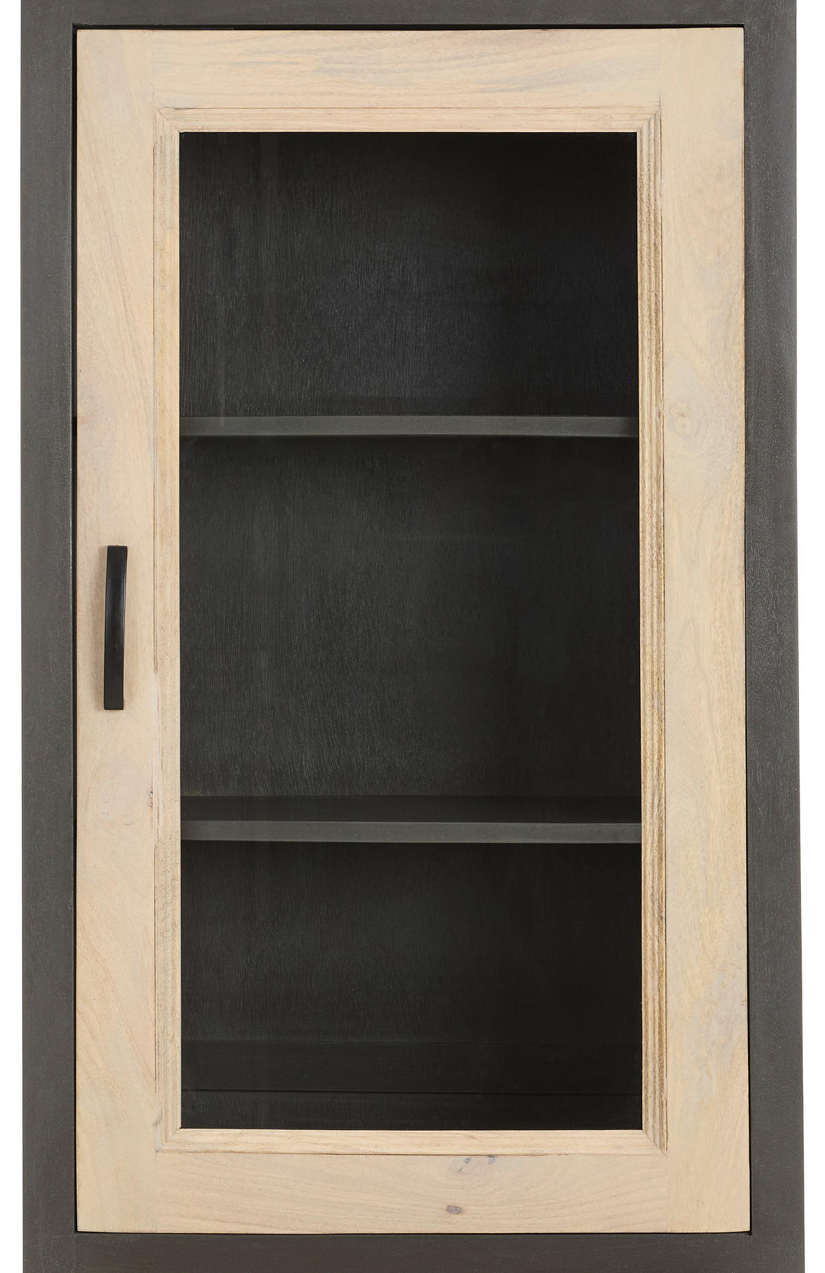 VITRINE in massiv Mangoholz Grau, Naturfarben  - Schwarz/Naturfarben, Natur, Glas/Holz (67/190/40cm) - Livetastic