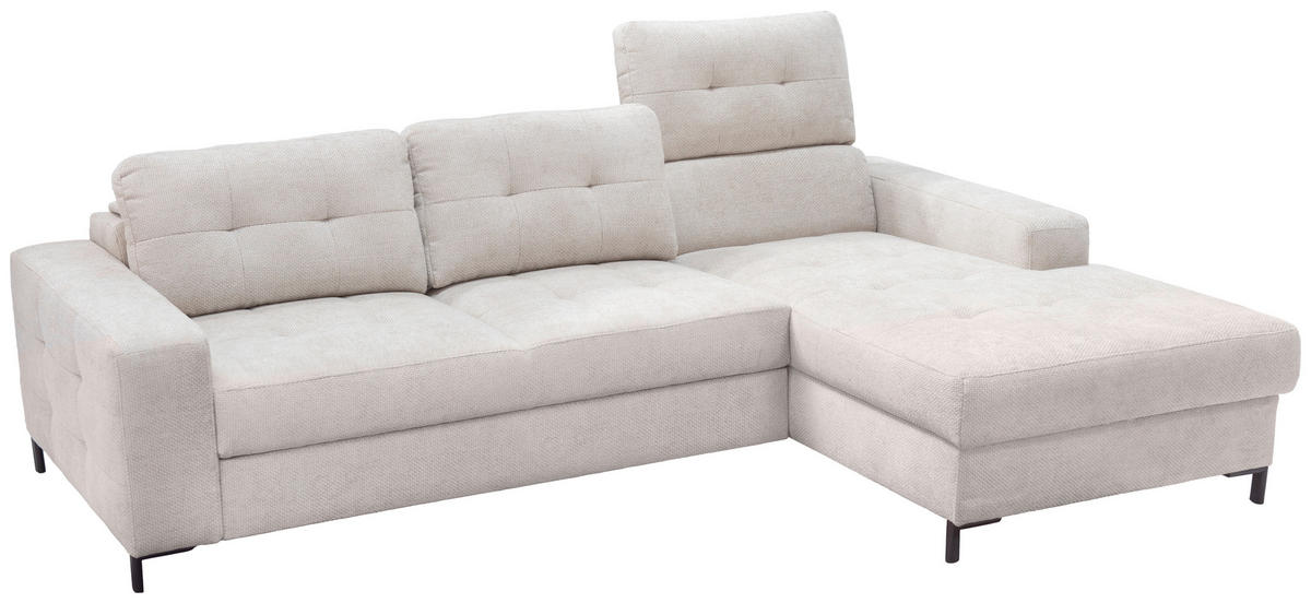 ECKSOFA in Struktur Beige  - Beige/Schwarz, Design, Textil/Metall (255/176cm) - Livetastic