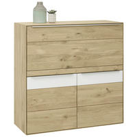 SEKRETÄR  Stauraum, in verschiedenen Holzarten erhältlich  - Edelstahlfarben/Eichefarben, Natur, Leder/Glas (122/124/47cm) - Valnatura