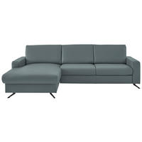 ECKSOFA in Echtleder Blaugrau  165/267 cm  - Blaugrau/Schwarz, Design, Leder/Metall (165/267cm) - Beldomo Premium