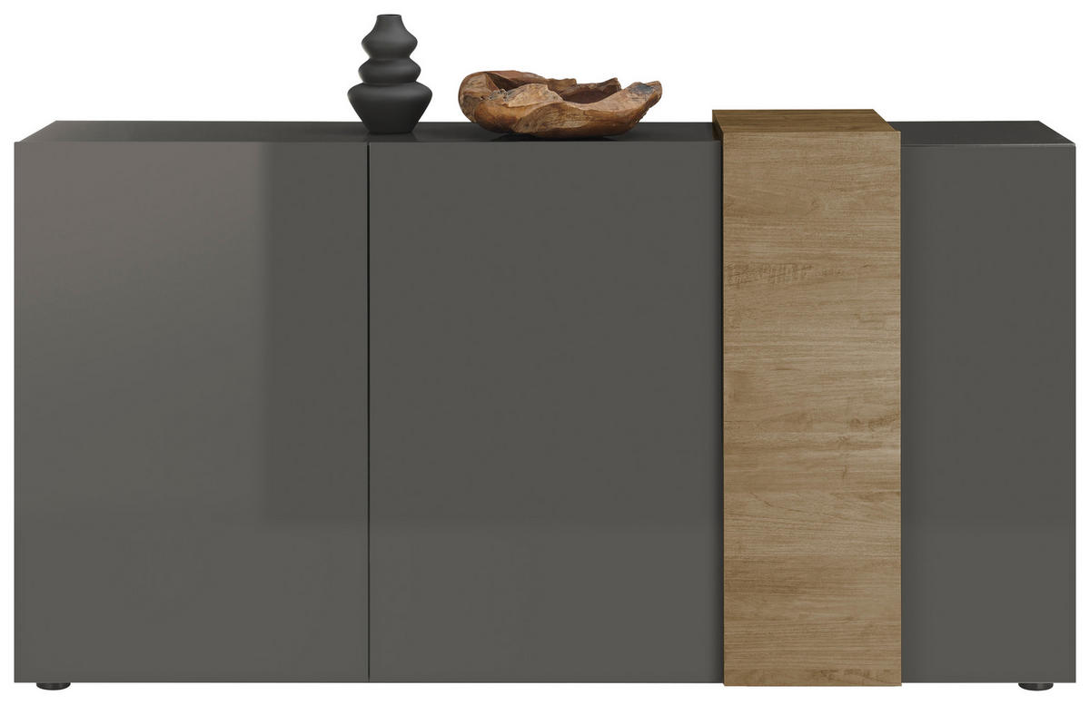 SIDEBOARD 181/94/44 cm  in Eichefarben, Dunkelgrau  - Eichefarben/Dunkelgrau, Basics, Holzwerkstoff (181/94/44cm)