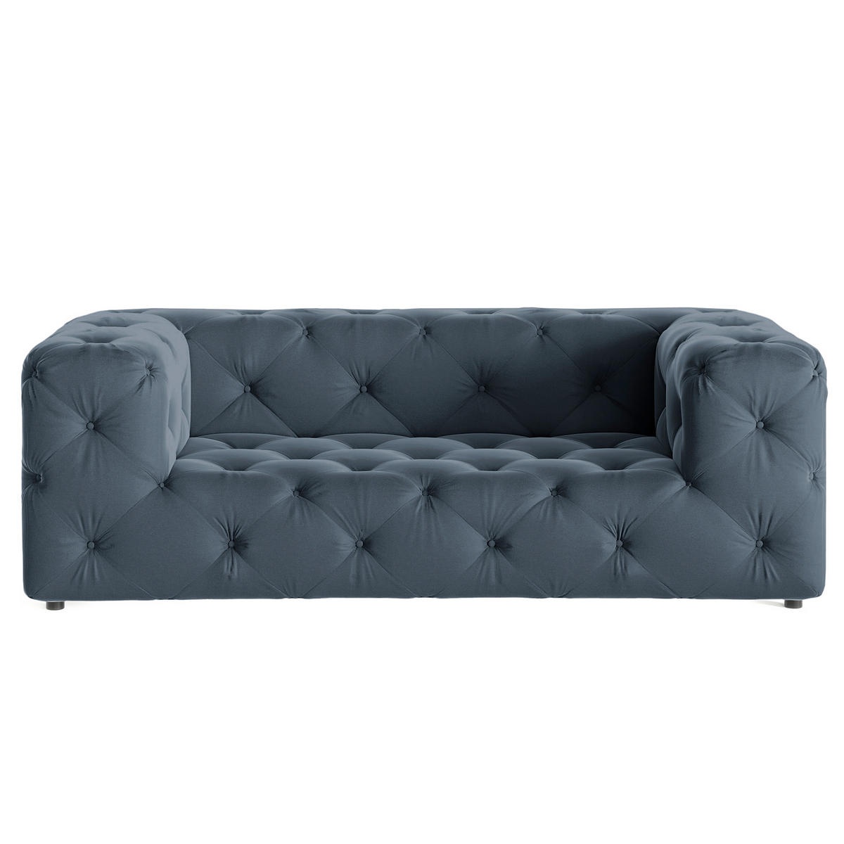 2-SITZER-SOFA Fresco in Samt Dunkelblau  - Schwarz/Dunkelblau, Design, Kunststoff/Textil (193/71/100cm) - P & B