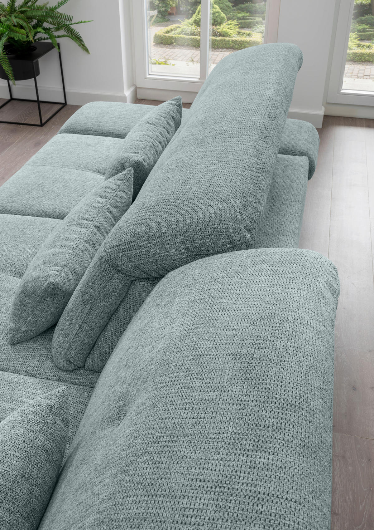 ECKSOFA Blau Chenille  - Chromfarben/Blau, Design, Textil/Metall (300/196cm) - Livetastic