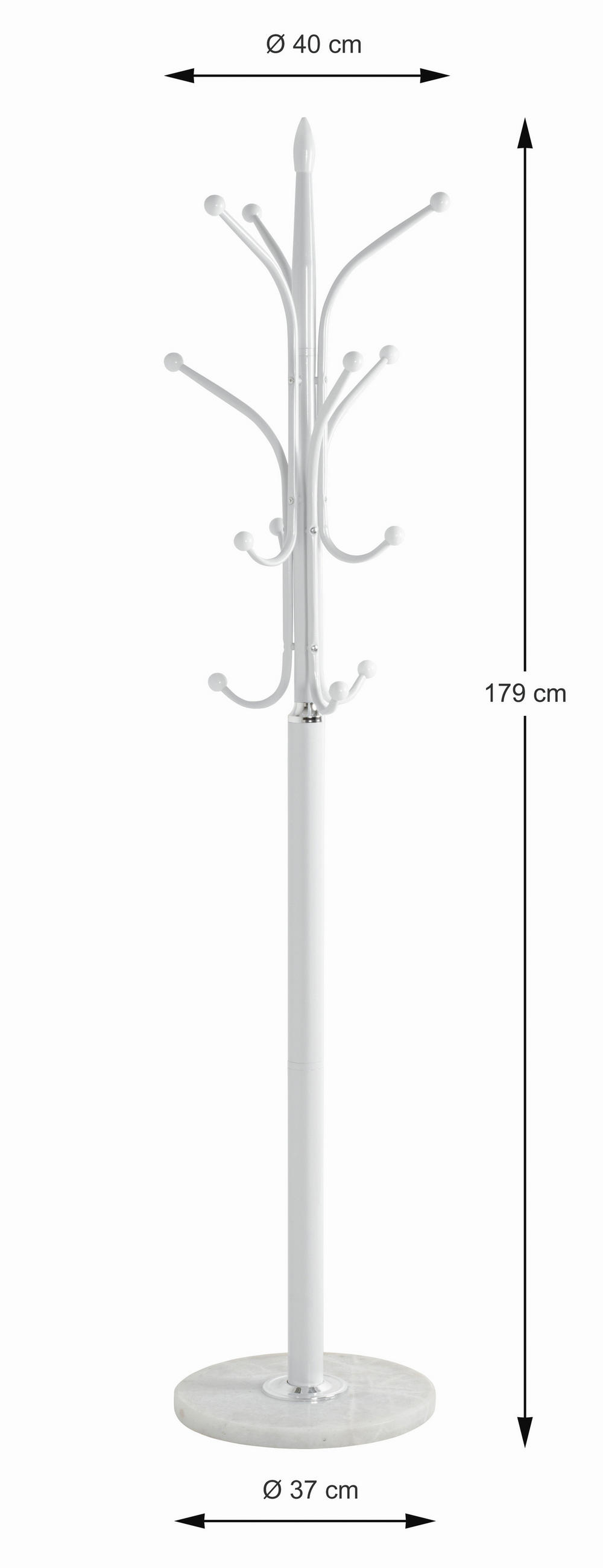 ČIVILUK  bela  metal, kamen  - bela, Dizajnerski, kamen/metal (40/177/40cm) - Carryhome