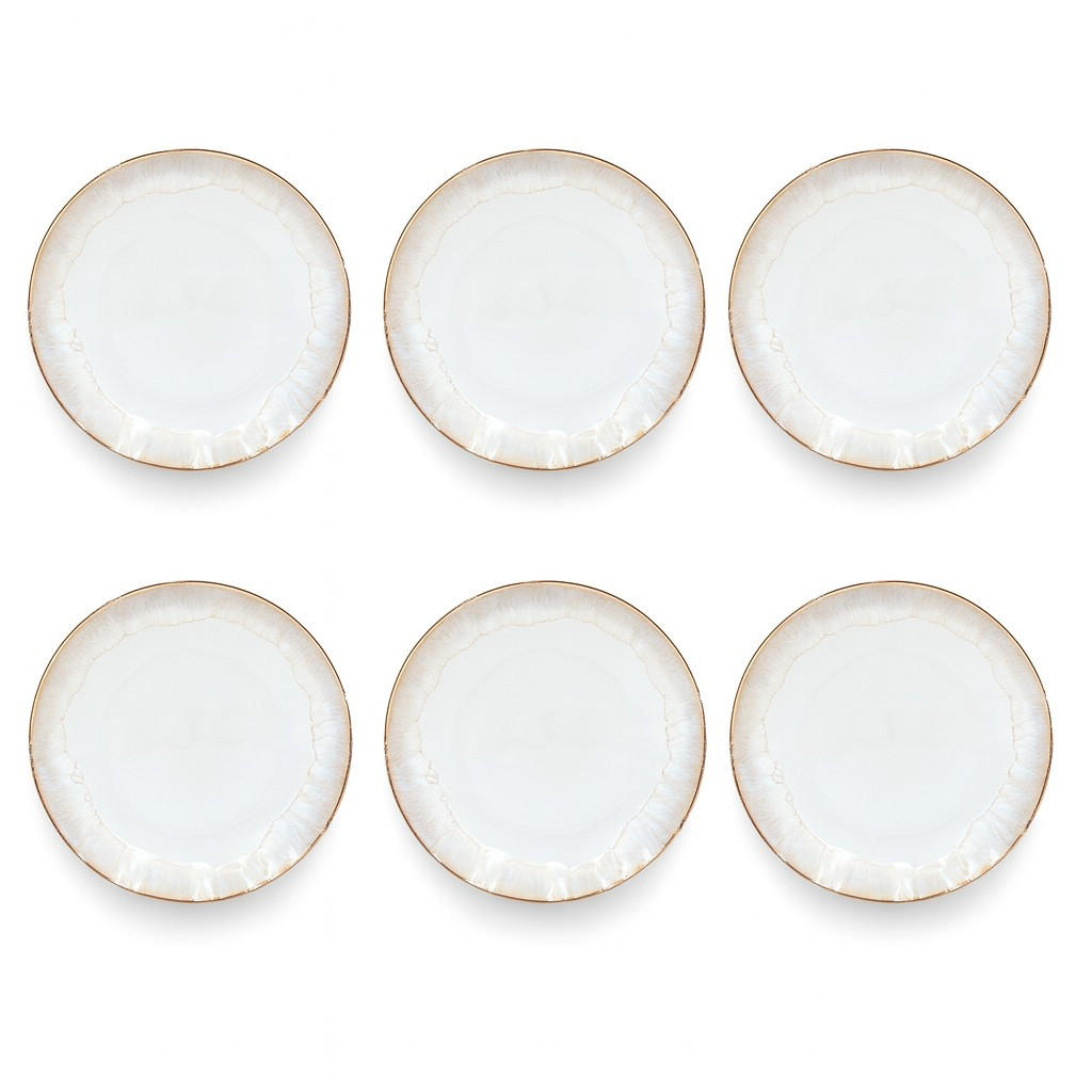 SPEISETELLERSET Goldfarben, Weiß Hochglanz TAORMINA  - Weiß Hochglanz/Goldfarben, Basics, Keramik - Costa Nova