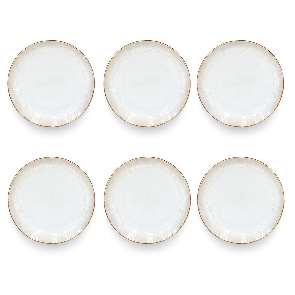 SPEISETELLERSET Goldfarben, Weiß Hochglanz TAORMINA  - Weiß Hochglanz/Goldfarben, Basics, Keramik - Costa Nova