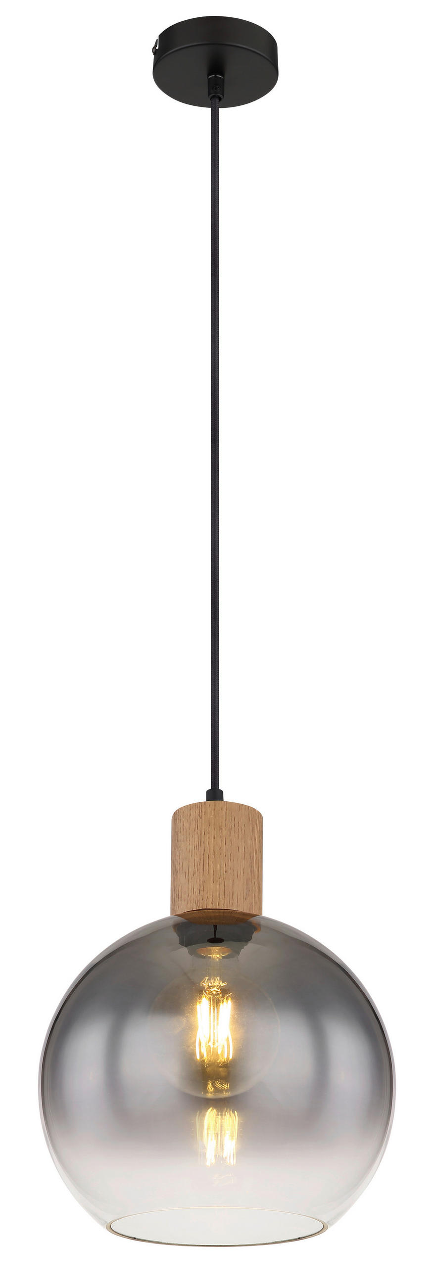SVJETILJKA VISEĆA 25/120 cm - prirodne boje/crna, Natur, staklo/drvni materijal (25/120cm) - Globo
