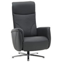 RELAXSESSEL in Leder Anthrazit  - Chromfarben/Anthrazit, Design, Leder/Metall (71/110/83cm) - Beldomo Speed